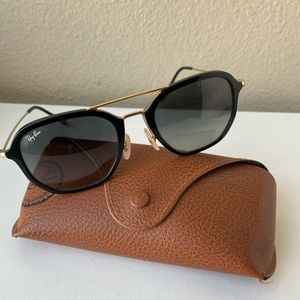 Ray Ban 52mm Square Sunglasses - black/gold.